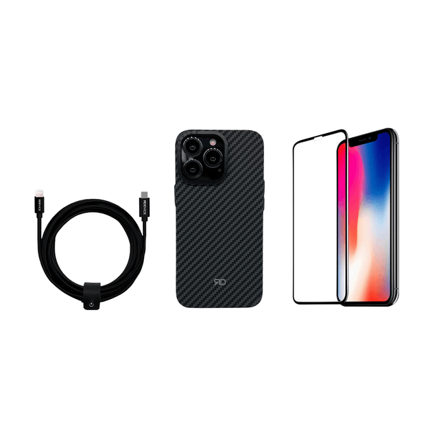 Phone Case + Charging Cable + Screen Protector Bundle